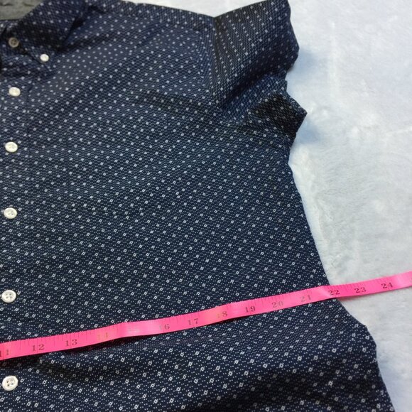 J Crew Shirt Mens Size L Navy Blue White Geo Button Down Short Sleeve Cotton - Picture 8 of 13